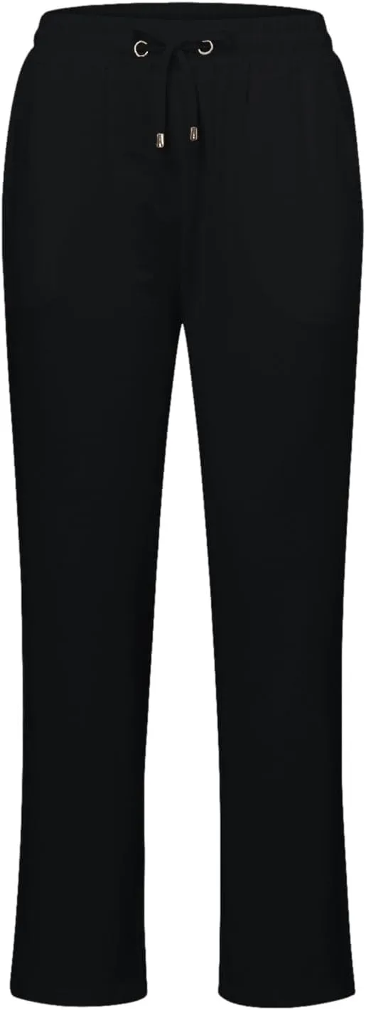 Womens Cotton Pants Summer Long Straight Leg Pants for Women Stretchy Plain Trousers Workout Jogger Pants