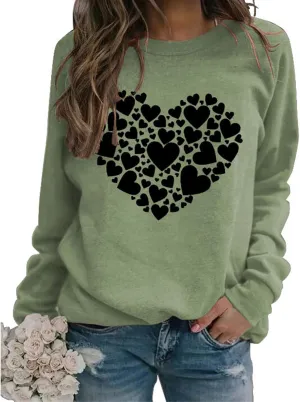 Womens Crewneck Sweatshirts Long Sleeve Casual Tops for Women 2024 Trendy Valentine's Day Sweatshirt Pullover Tops