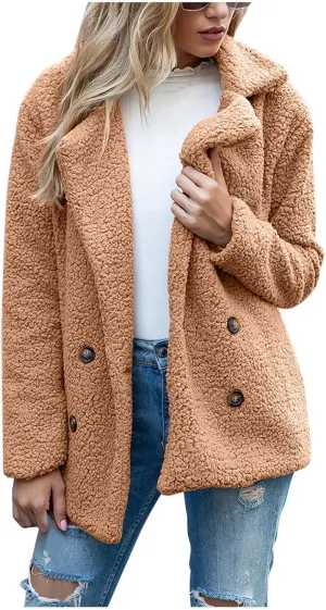 Womens Fleece Sherpa Jackets Winter Oversized Zip Up Casual Coats Fuzzy Outerwear 2024 Warm Clothes with Pockets