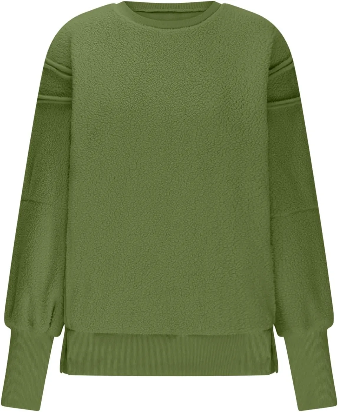 Women's Fleece Sweatshirt Winter Casual Fuzzy Warm Sweatshirt Long Sleeve Patchwork Sherpa Pullover Tops