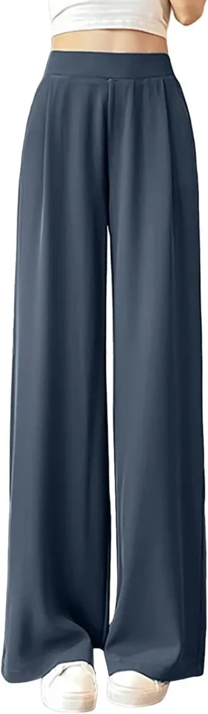 Women's High Waist Straight Leg Trousers Summer Solid Lightweight Comfy Soft Stretch Premium Casual Business Pants