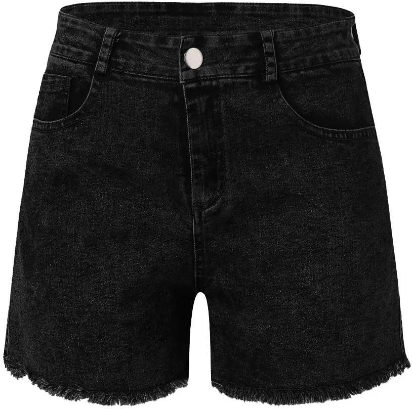 Women's High Waisted Denim Shorts Casual Summer Frayed Raw Hem Distressed Jean Shorts Stretch Hot Short Pant 2024