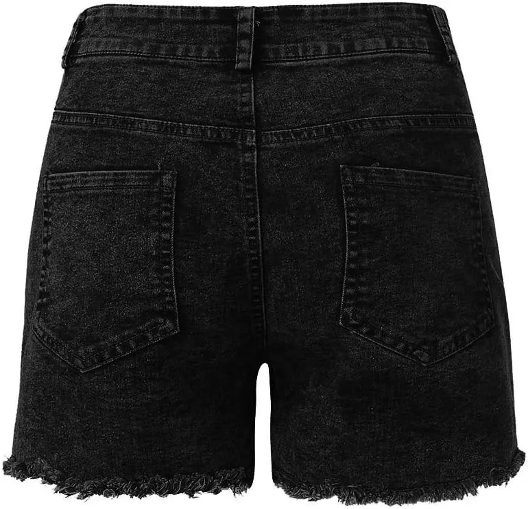 Women's High Waisted Denim Shorts Casual Summer Frayed Raw Hem Distressed Jean Shorts Stretch Hot Short Pant 2024