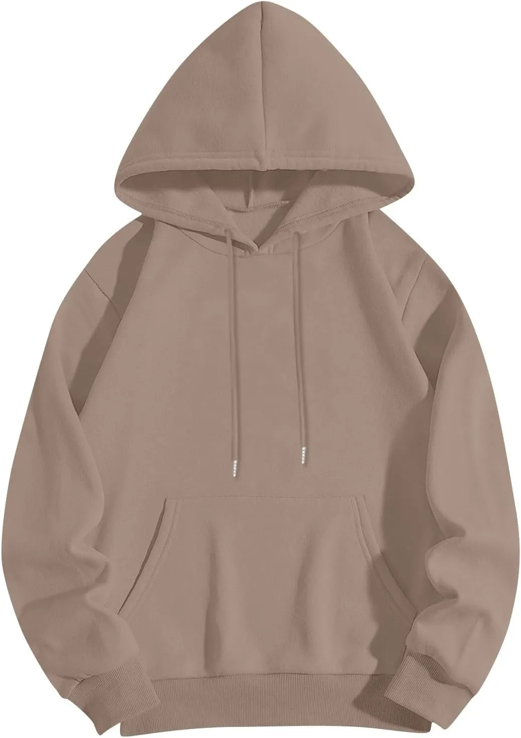 Womens Hoodies Fall Oversized Sweatshirt Preppy Fleece Pullover Solid Color Comfort Hoodie With Pockets
