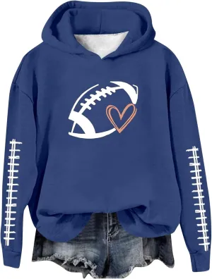 Womens Hoodies Oversized Sweatshirts Football Hoodies for Women Graphic Print Sunday Sports Long Sleeve Sweatshirts 2024 Fall Athletic Casual Pullover.