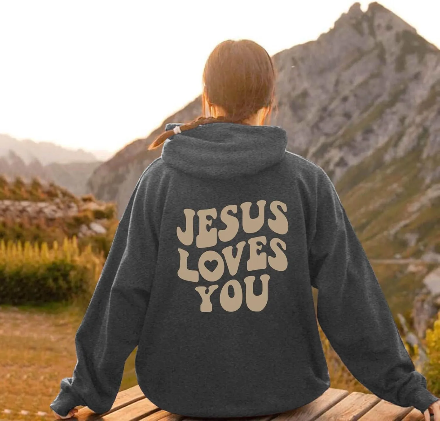 Womens Oversized Letter Graphic Hoodies Casual Long Sleeve Drawstring Hooded Pocketed Sweatshirts Pullover Top