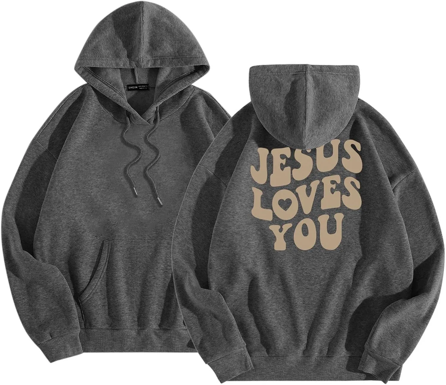 Womens Oversized Letter Graphic Hoodies Casual Long Sleeve Drawstring Hooded Pocketed Sweatshirts Pullover Top