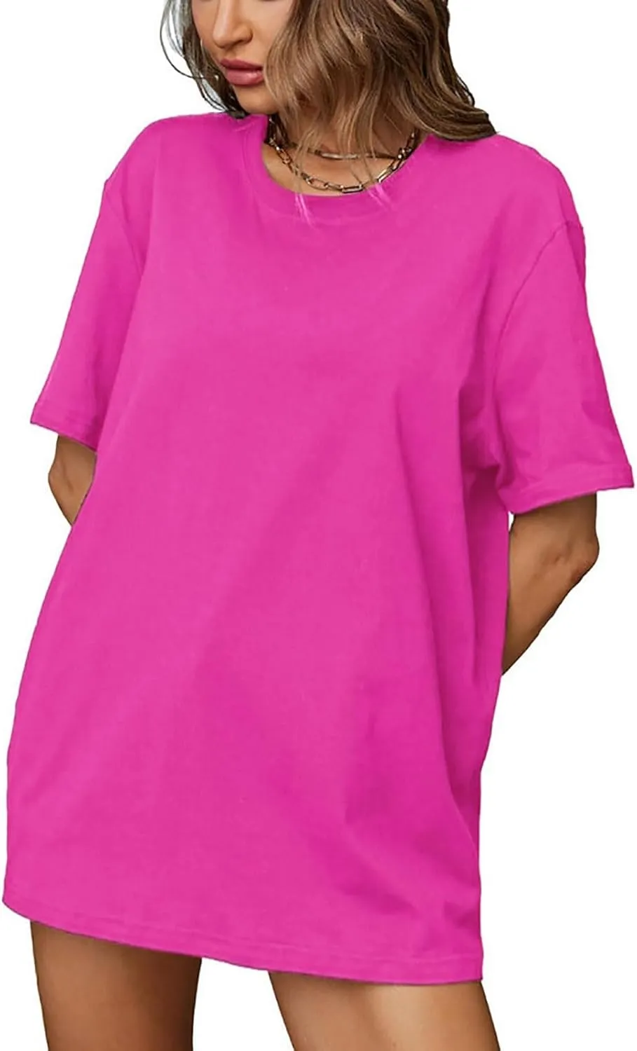 Womens Oversized T Shirts Summer Tops Short Sleeve Cotton Crewneck Tshirt Loose Workout Casual Plain Basic Tee