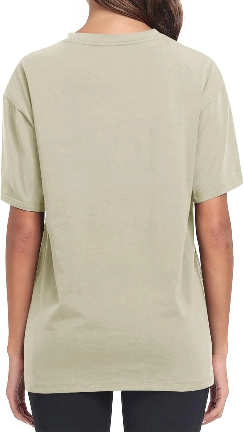 Womens Oversized T Shirts Summer Tops Short Sleeve Cotton Crewneck Tshirt Loose Workout Casual Plain Basic Tee