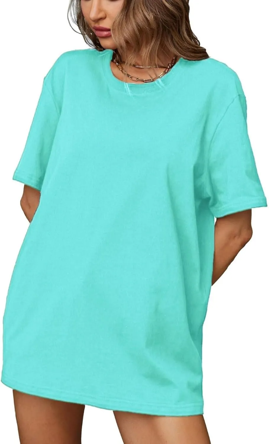 Womens Oversized T Shirts Summer Tops Short Sleeve Cotton Crewneck Tshirt Loose Workout Casual Plain Basic Tee