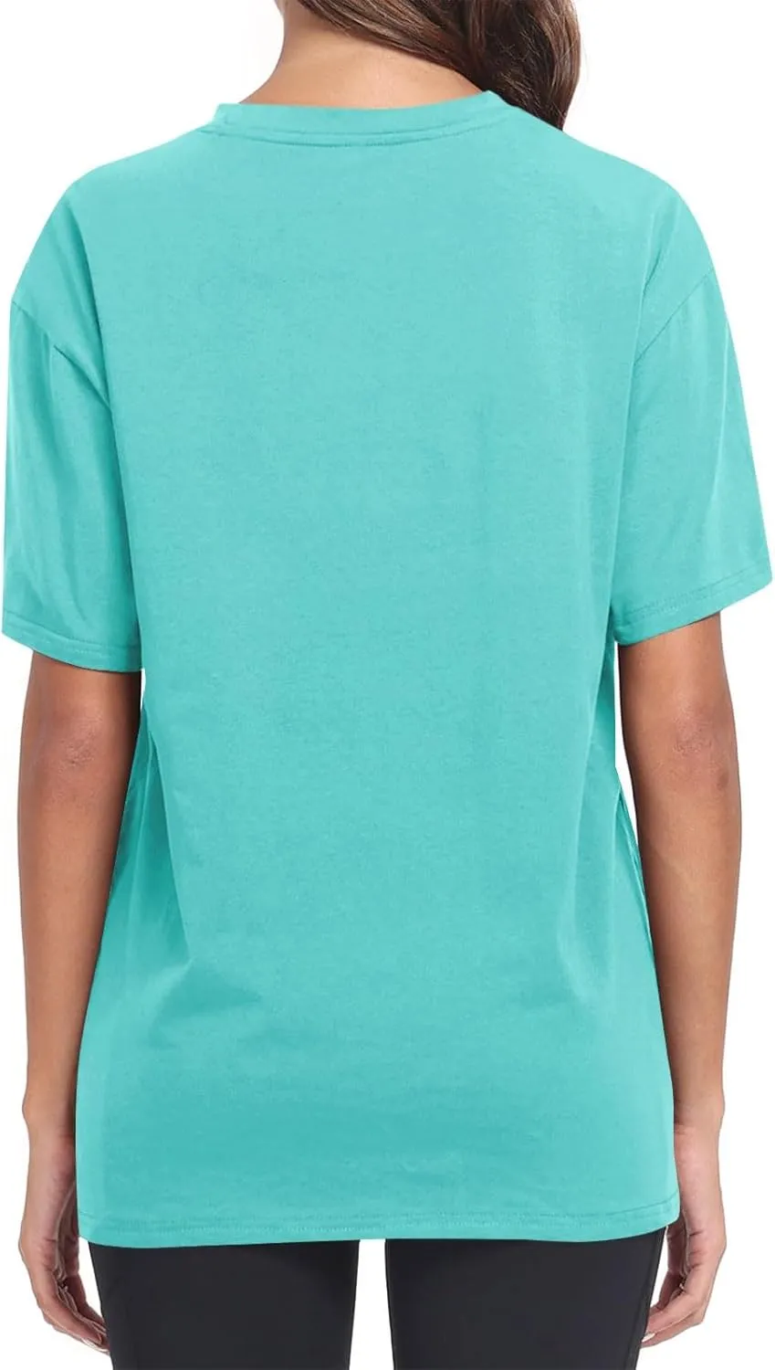 Womens Oversized T Shirts Summer Tops Short Sleeve Cotton Crewneck Tshirt Loose Workout Casual Plain Basic Tee