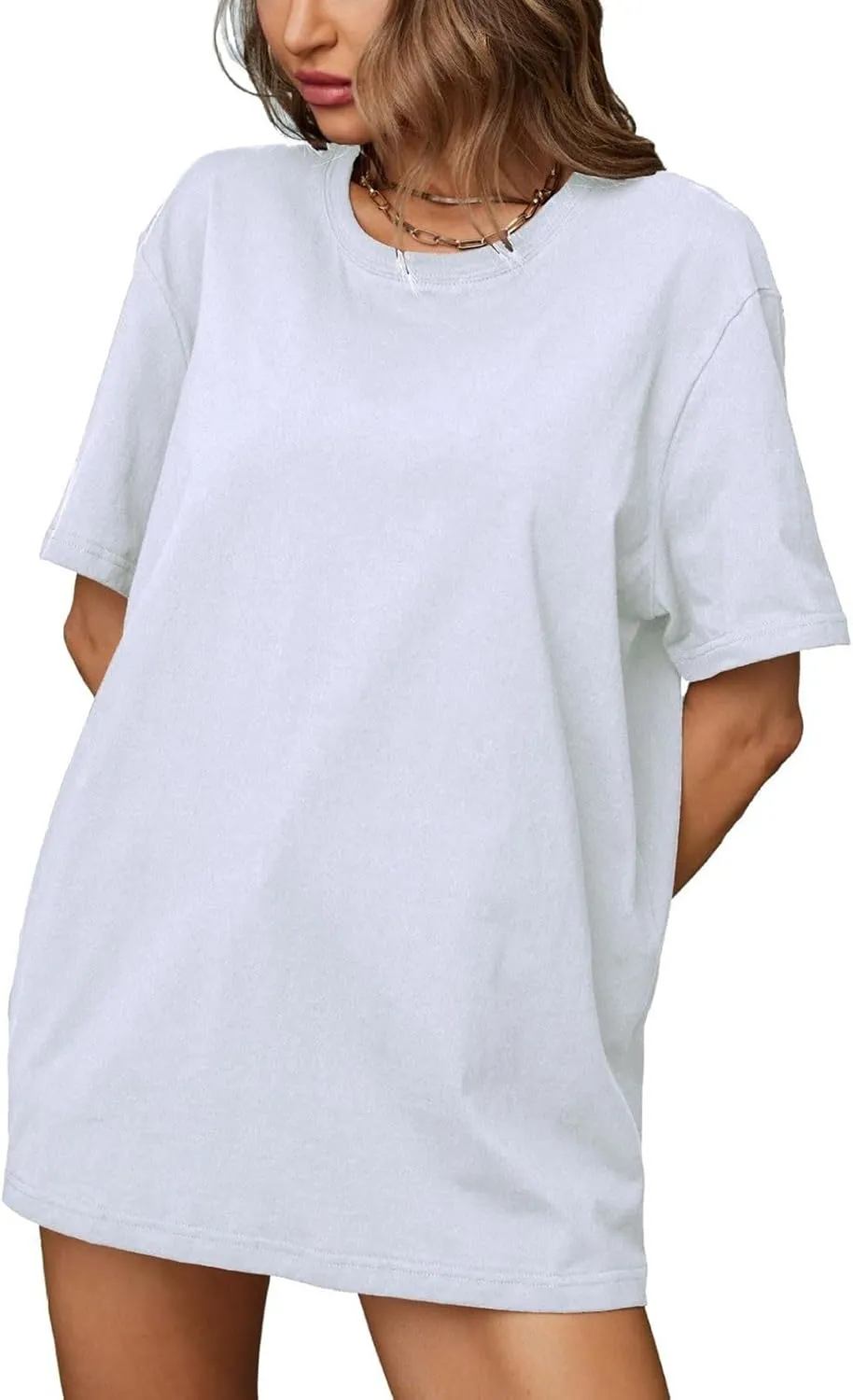 Womens Oversized T Shirts Summer Tops Short Sleeve Cotton Crewneck Tshirt Loose Workout Casual Plain Basic Tee