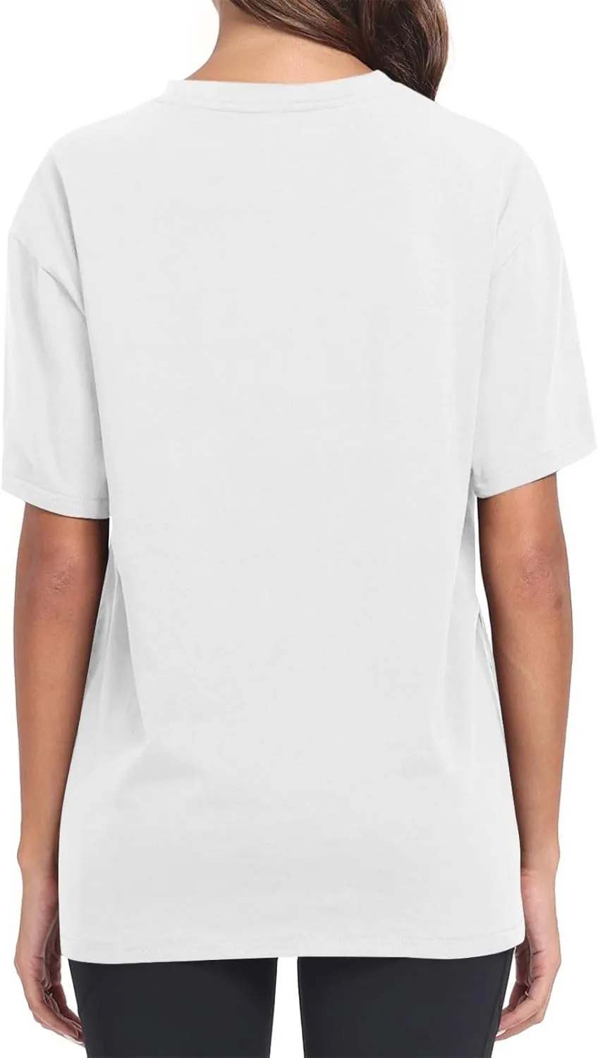 Womens Oversized T Shirts Summer Tops Short Sleeve Cotton Crewneck Tshirt Loose Workout Casual Plain Basic Tee