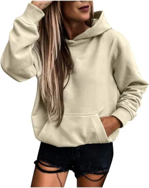 Women's Pullover Hoodies Tops Casual Button Down Long Sleeve Sweatshirts with Pockets 2024 Fall Trendy Clothes