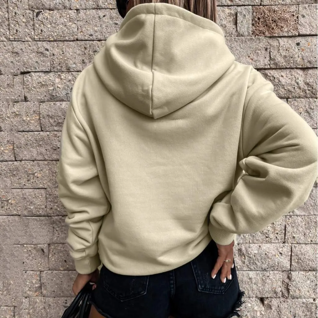 Women's Pullover Hoodies Tops Casual Button Down Long Sleeve Sweatshirts with Pockets 2024 Fall Trendy Clothes