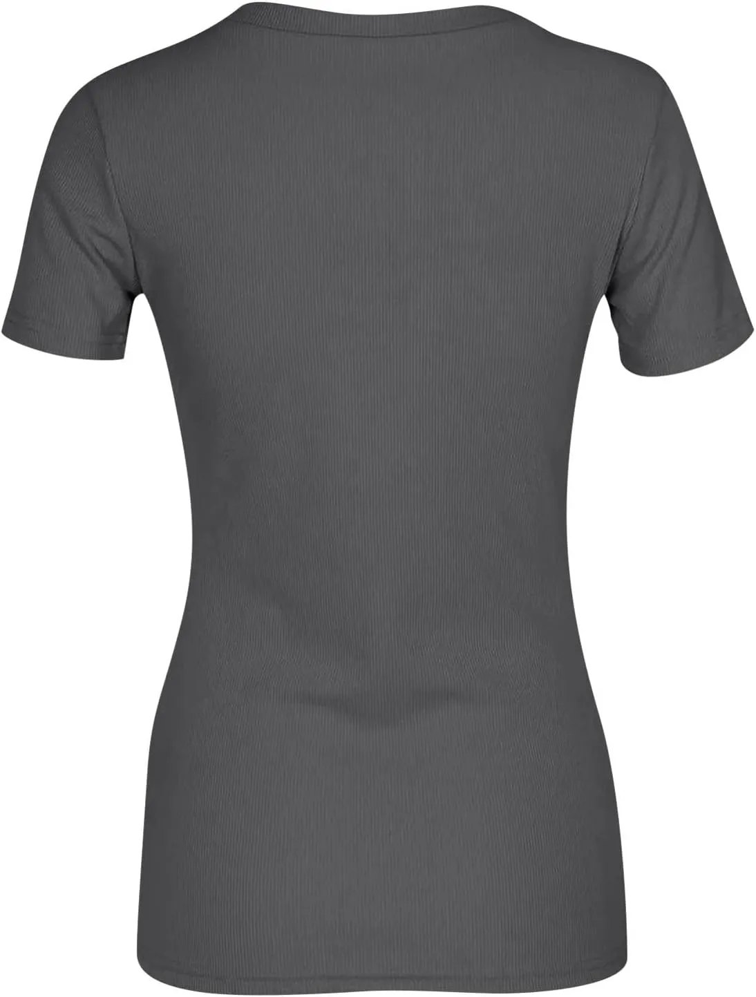 Womens Short Sleeve Tops Stretch Crewneck Ribbed T-Shirt Slim Fit Casual Summer Basic Tees