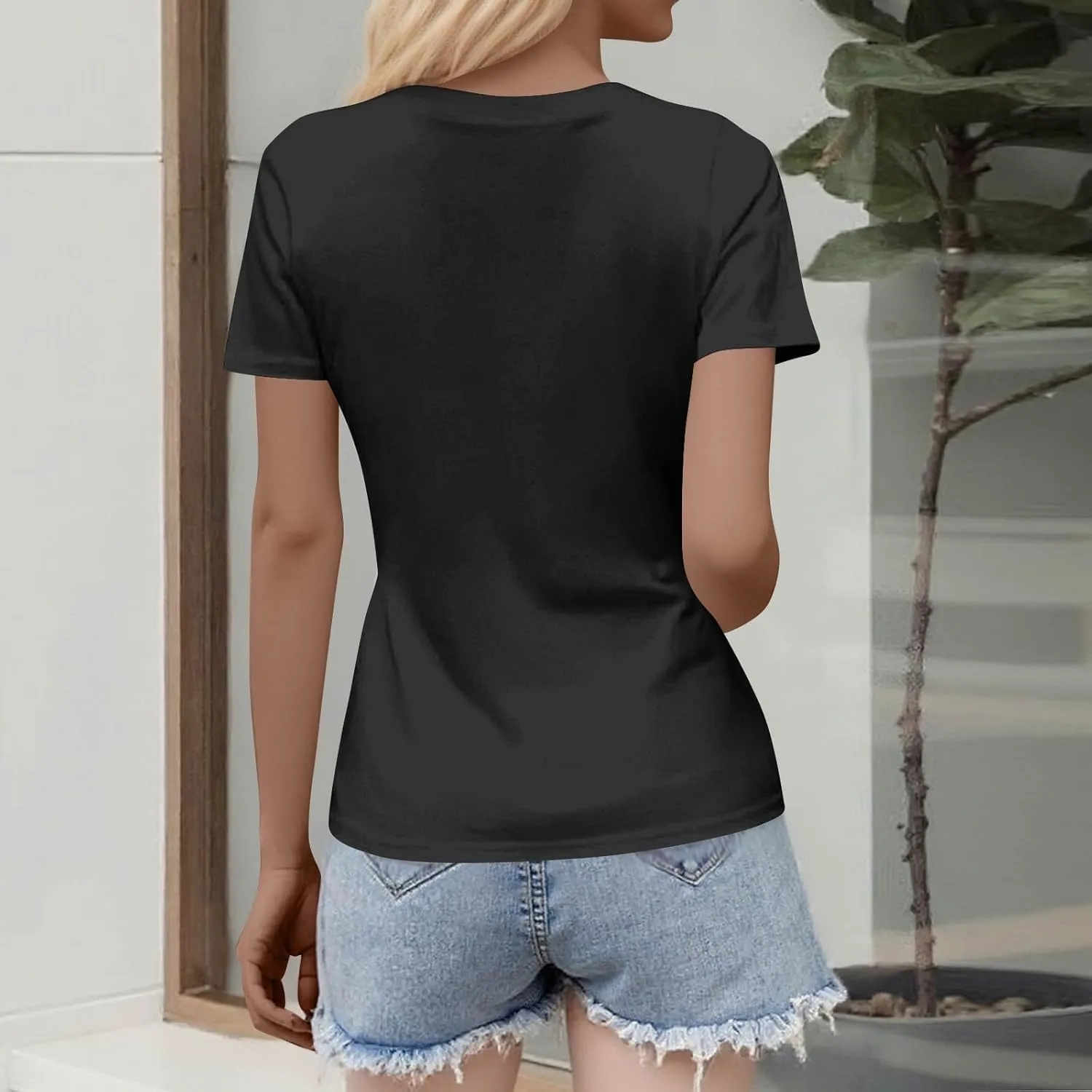 Womens Short Sleeve Tops Stretch Crewneck Ribbed T-Shirt Slim Fit Casual Summer Basic Tees