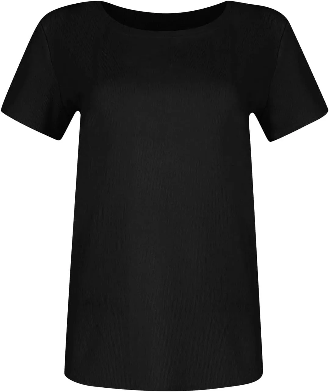 Womens Short Sleeve Tops Stretch Crewneck Ribbed T-Shirt Slim Fit Casual Summer Basic Tees