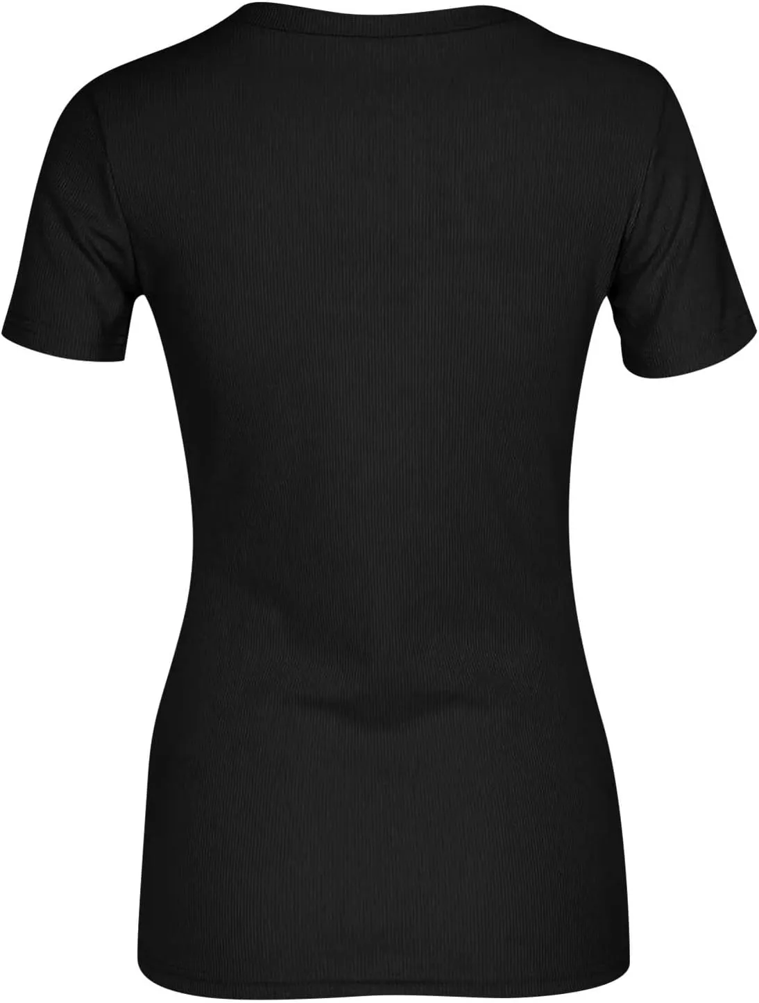 Womens Short Sleeve Tops Stretch Crewneck Ribbed T-Shirt Slim Fit Casual Summer Basic Tees