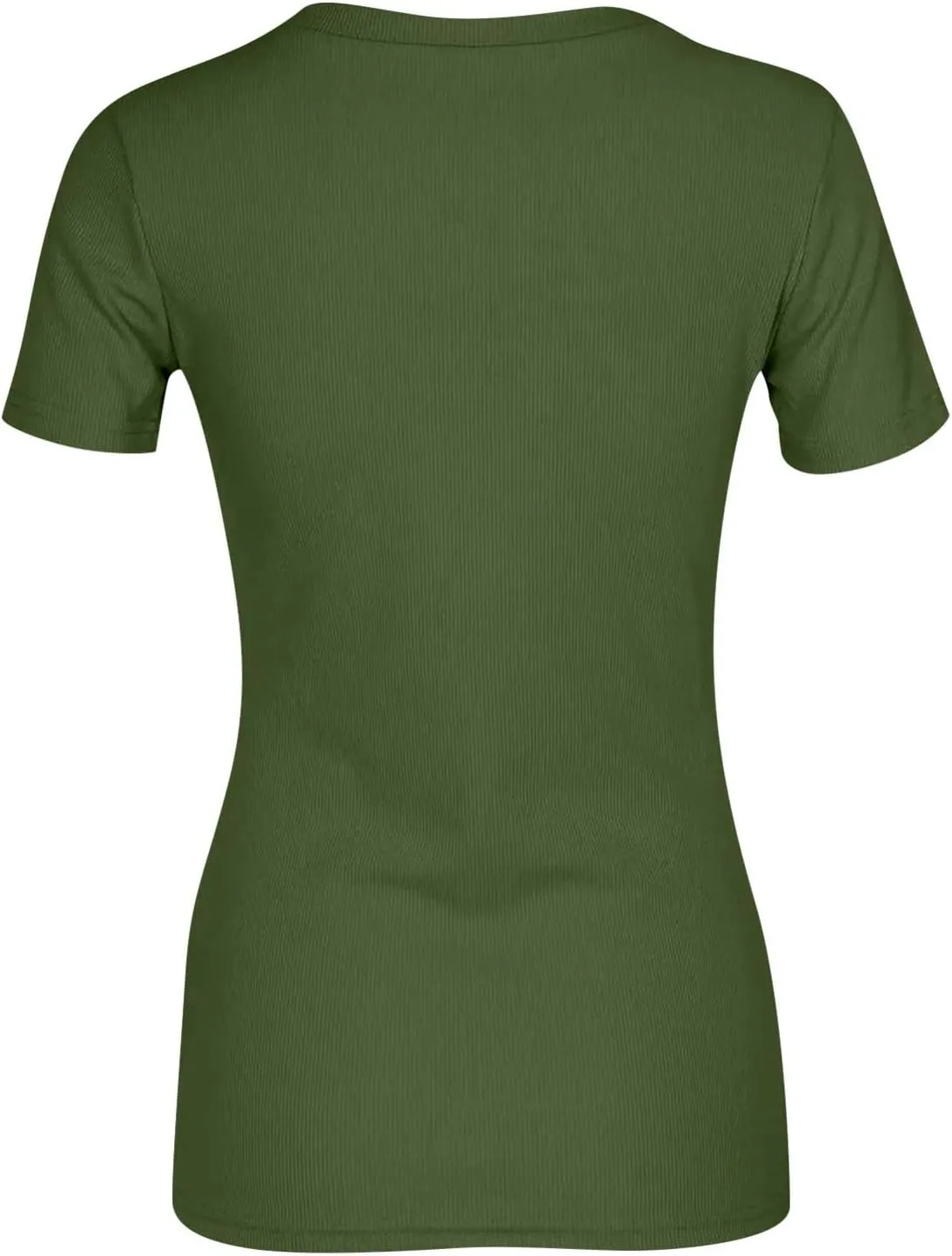 Womens Short Sleeve Tops Stretch Crewneck Ribbed T-Shirt Slim Fit Casual Summer Basic Tees