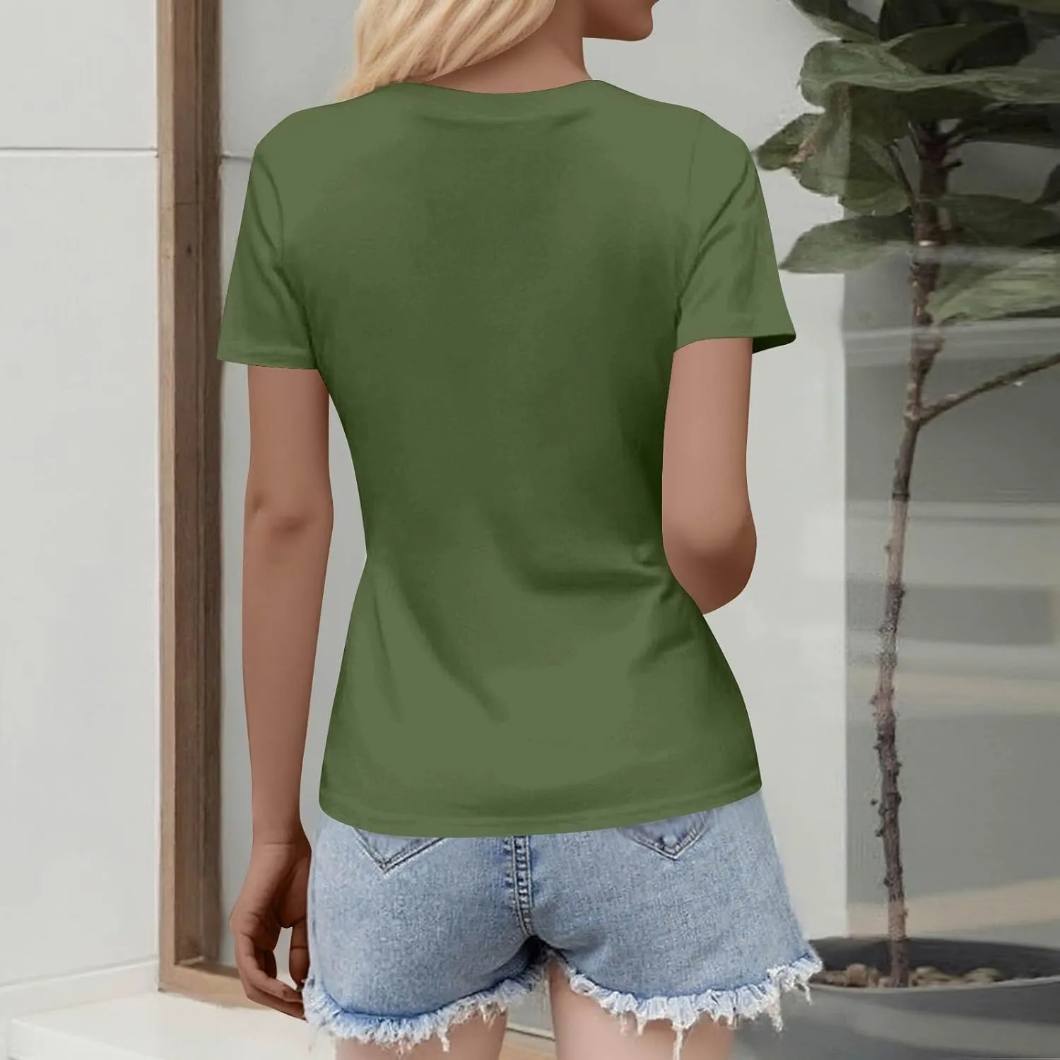 Womens Short Sleeve Tops Stretch Crewneck Ribbed T-Shirt Slim Fit Casual Summer Basic Tees