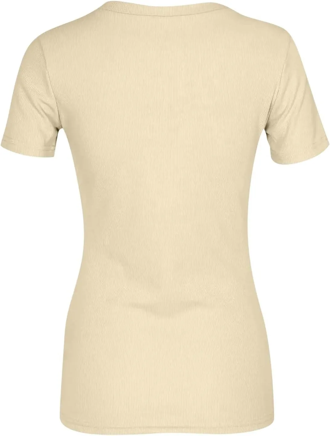 Womens Short Sleeve Tops Stretch Crewneck Ribbed T-Shirt Slim Fit Casual Summer Basic Tees