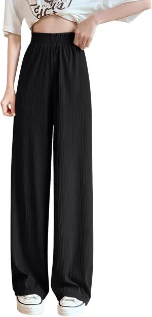 Women's Straight Leg Pants High Waisted Casual Pleated Pant Breathable Business Work Casual Trousers 2025 Summer