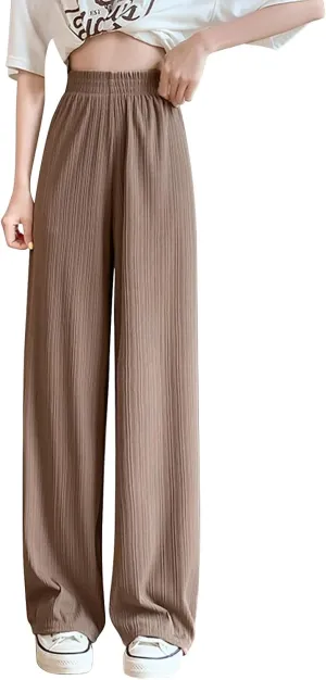 Women's Straight Leg Pants High Waisted Casual Pleated Pant Breathable Business Work Casual Trousers 2025 Summer