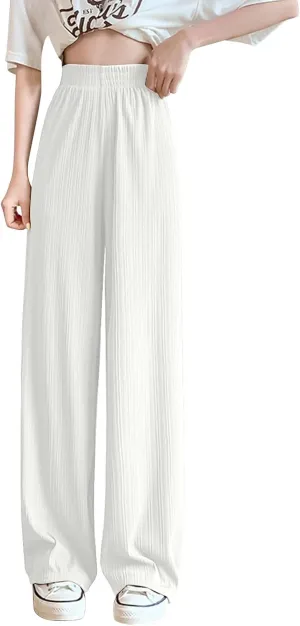 Women's Straight Leg Pants High Waisted Casual Pleated Pant Breathable Business Work Casual Trousers 2025 Summer