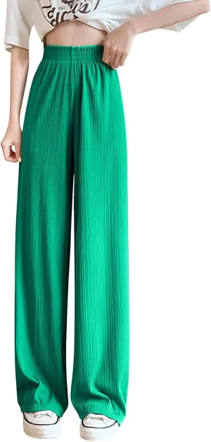 Women's Straight Leg Pants High Waisted Casual Pleated Pant Breathable Business Work Casual Trousers 2025 Summer