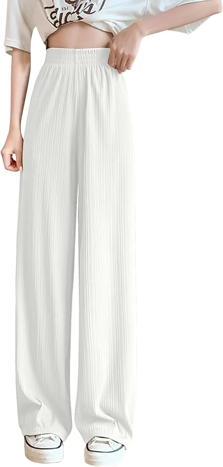 Women's Straight Leg Pants High Waisted Casual Pleated Pant Breathable Business Work Casual Trousers 2025 Summer