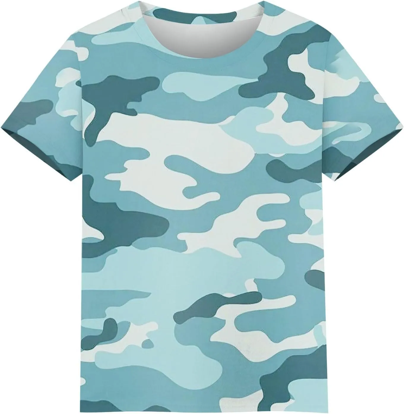 Womens Tops 2025 Summer Crew Neck Short Sleeved Camouflage T-Shirt Oversized Loose Casual Shirt Funny Graphic Tee