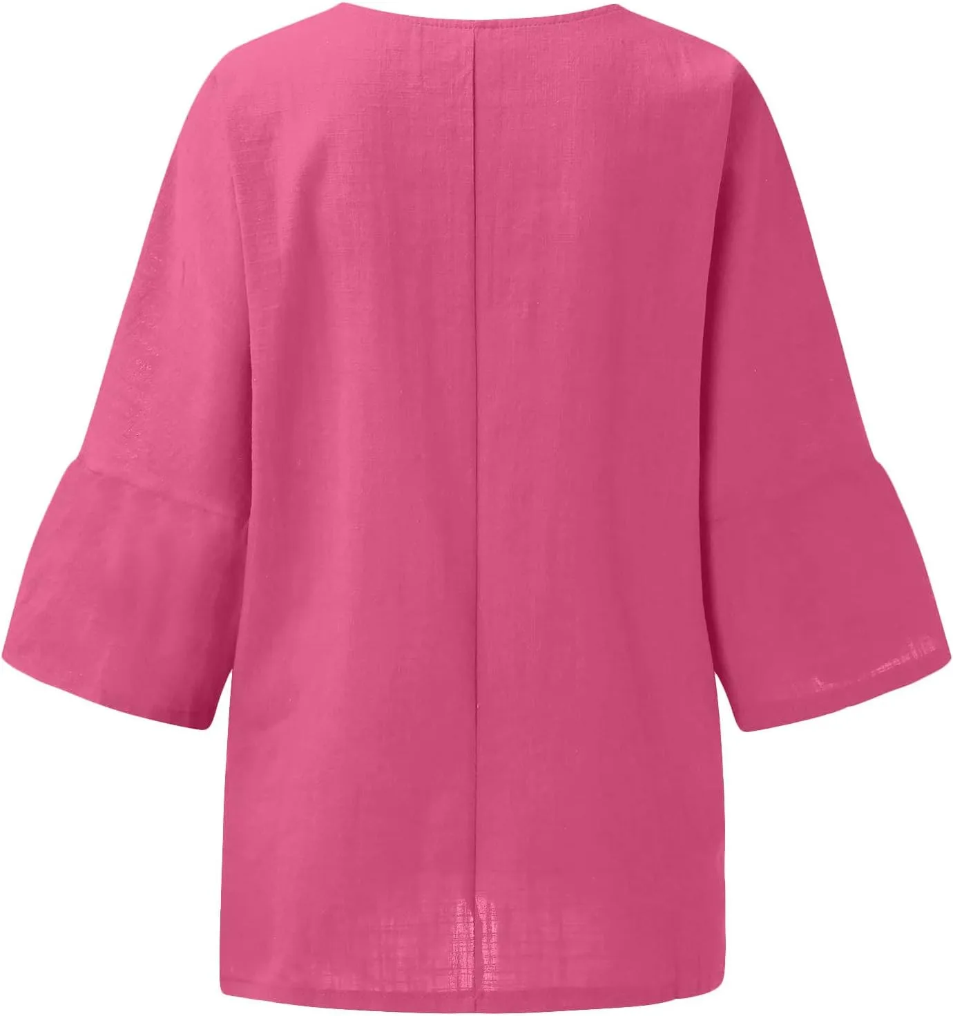 Womens Tops Casual Cotton Linen Tees Cropped Sleeve Shirts Spring Summer Fashion Clothing Solid Crewneck Tshirt