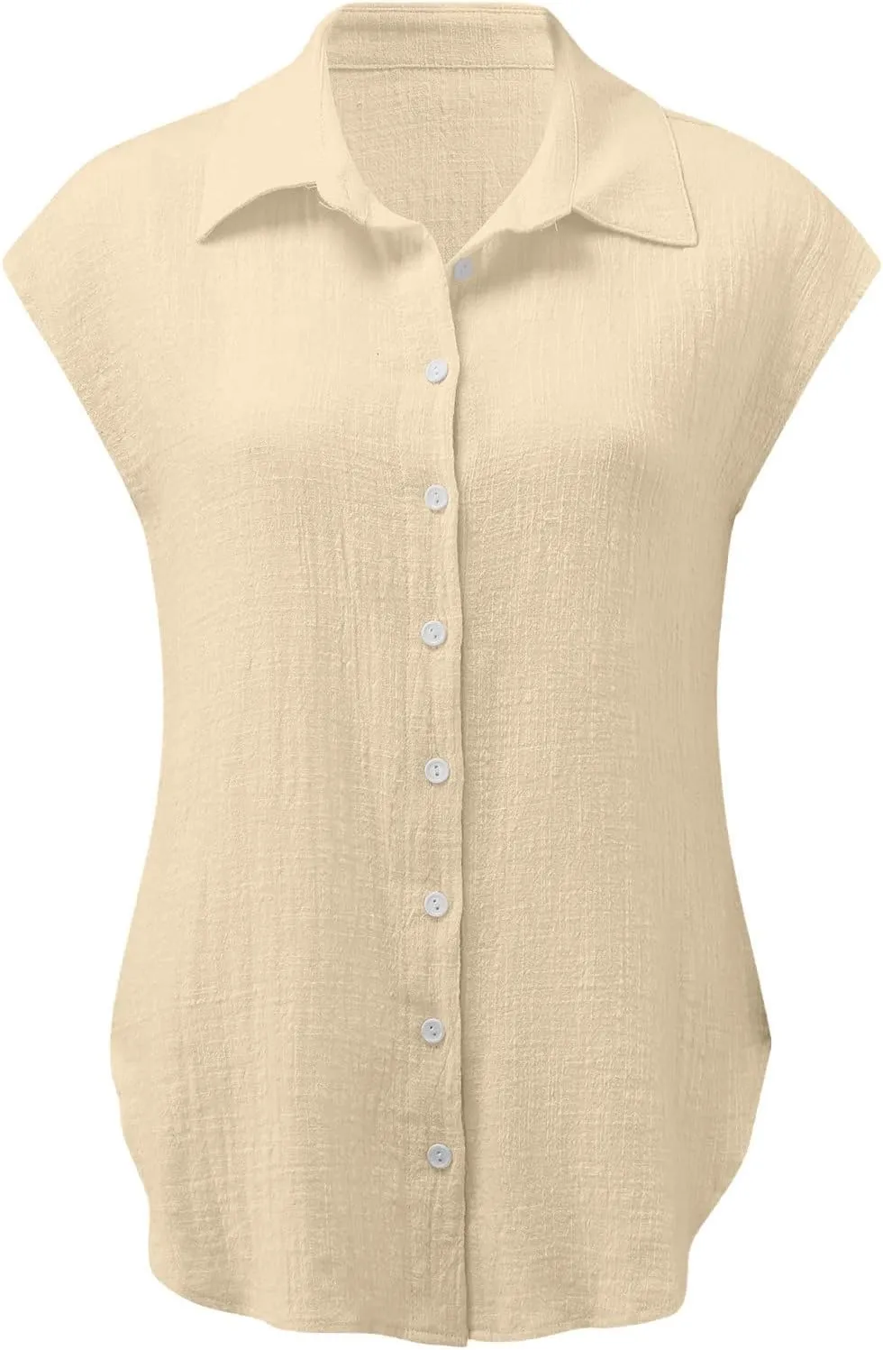 Womens Tops Casual Cotton Linen Tees Short Sleeve Shirts Spring Summer Fashion Clothing Button Down Blouses