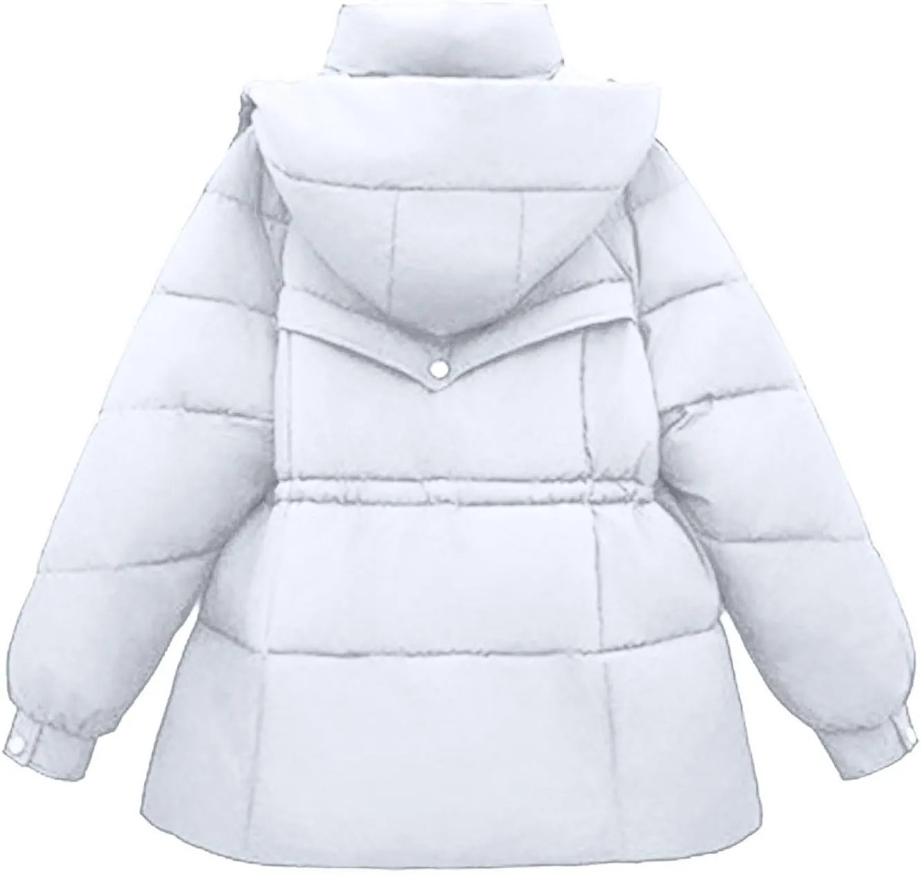 Women's Warm Winter Puffer Coat Parka Thicken Down Jacket Stand Collar Hood Belted Casual Coats with Pockets