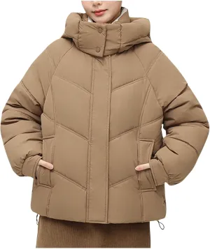 Women's Warm Winter Thicken Coat Waterproof Cropped Jackets Parka With Hood Loose Casual Coats Work Travel Jackets