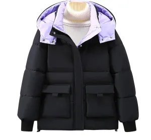 Women's Warm Winter Thicken Coat Waterproof Cropped Jackets Parka With Hood Loose Casual Coats Work Travel Jackets