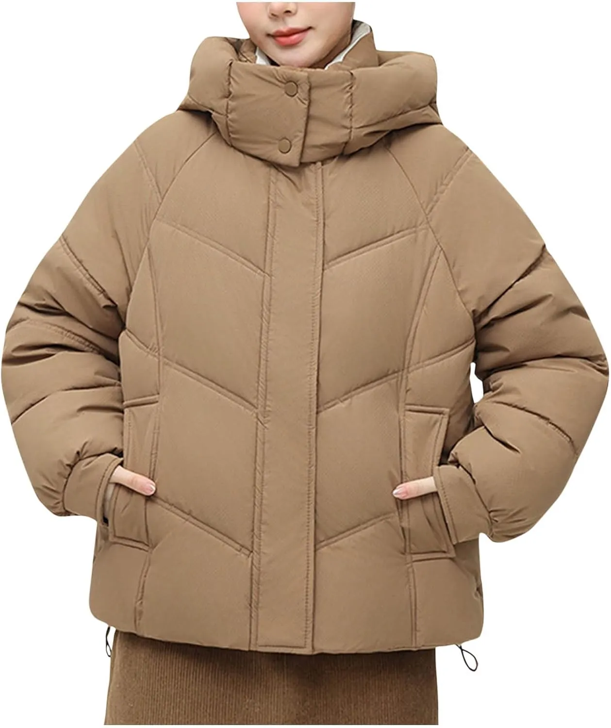 Women's Warm Winter Thicken Coat Waterproof Cropped Jackets Parka With Hood Loose Casual Coats Work Travel Jackets