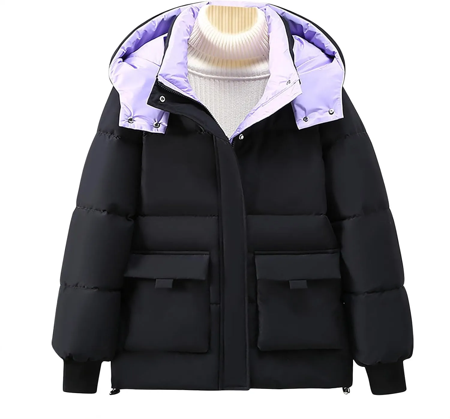 Women's Warm Winter Thicken Coat Waterproof Cropped Jackets Parka With Hood Loose Casual Coats Work Travel Jackets