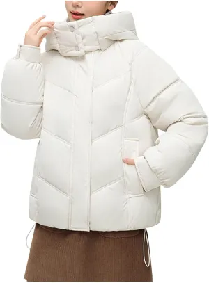Women's Warm Winter Thicken Coat Waterproof Cropped Jackets Parka With Hood Loose Casual Coats Work Travel Jackets