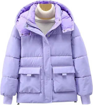 Women's Warm Winter Thicken Coat Waterproof Cropped Jackets Parka With Hood Loose Casual Coats Work Travel Jackets