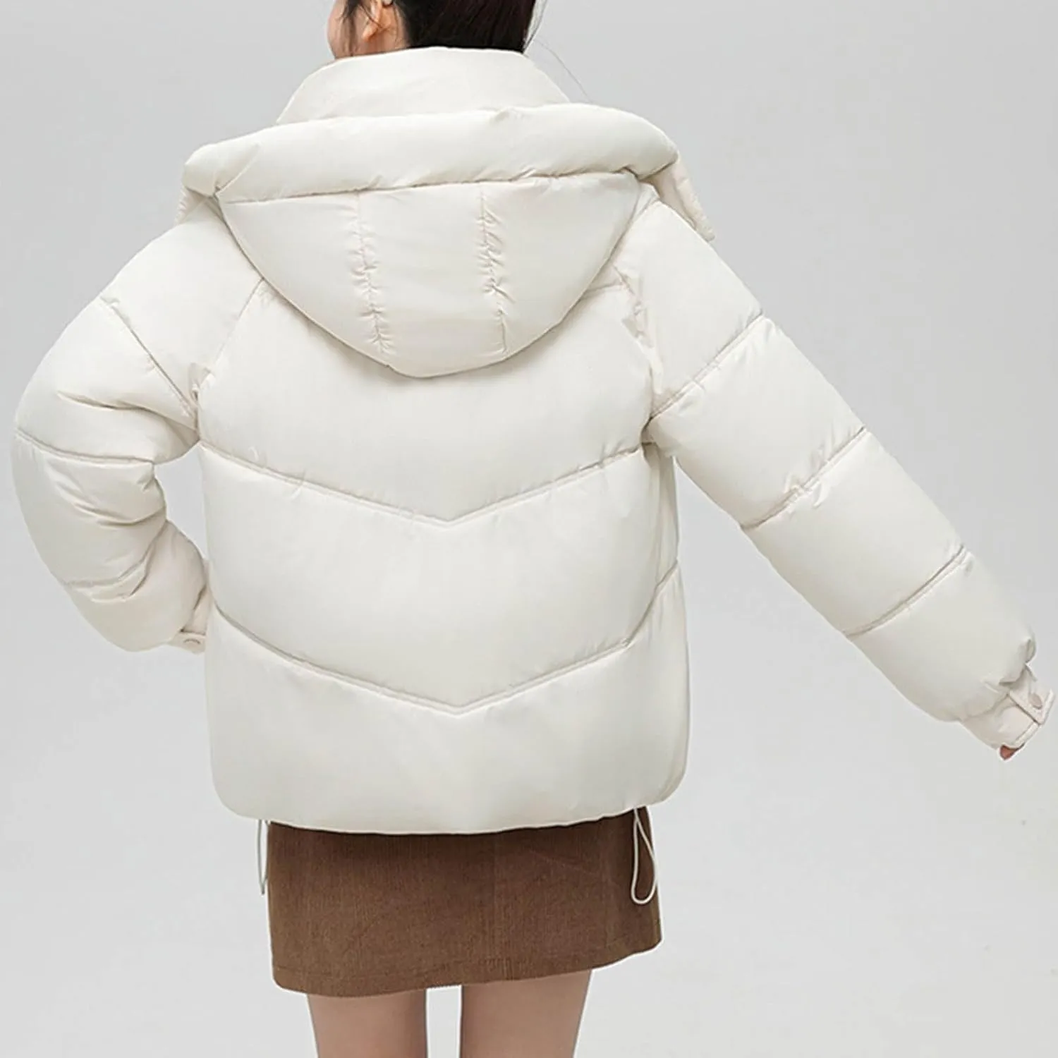 Women's Warm Winter Thicken Coat Waterproof Cropped Jackets Parka With Hood Loose Casual Coats Work Travel Jackets