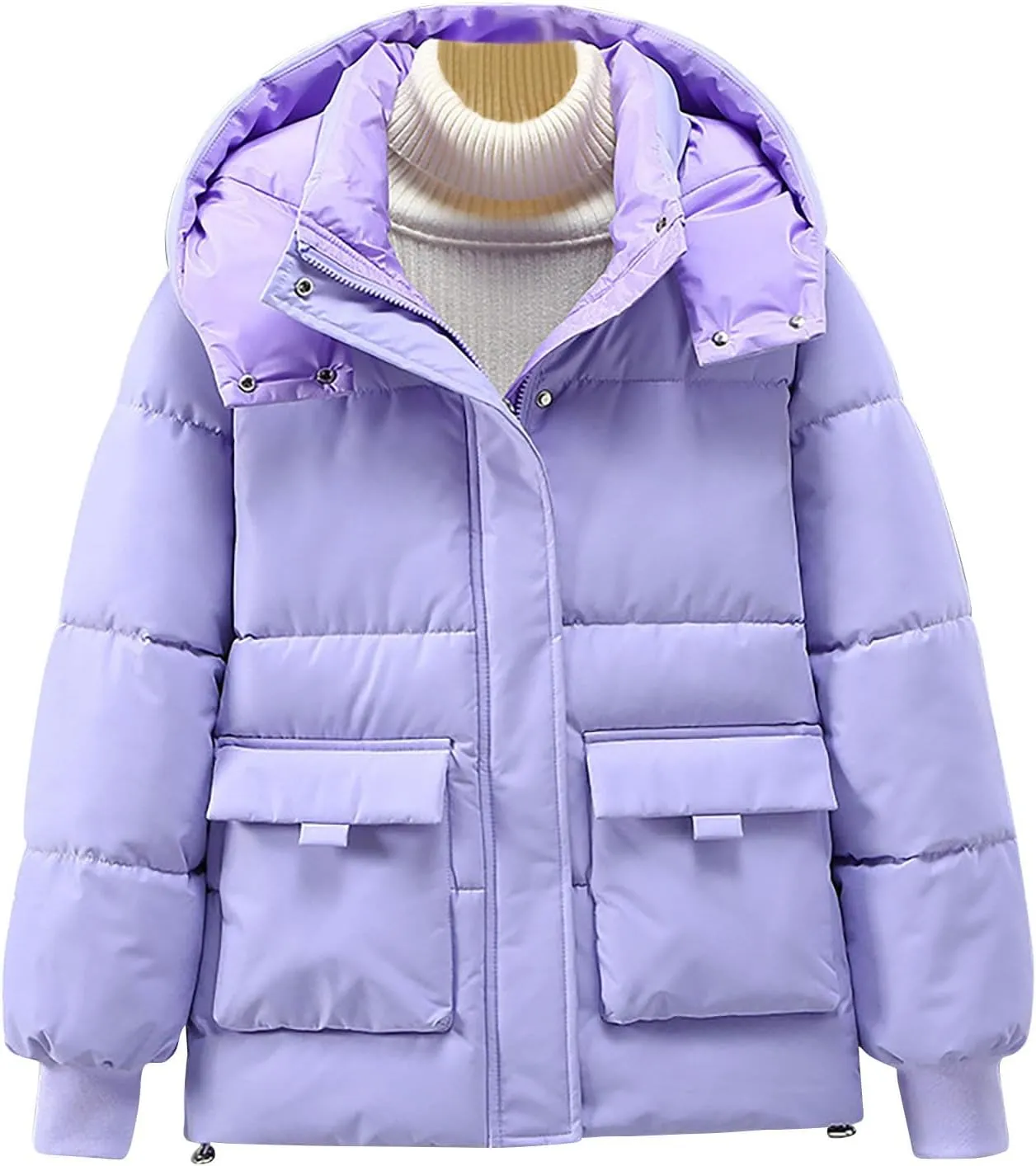 Women's Warm Winter Thicken Coat Waterproof Cropped Jackets Parka With Hood Loose Casual Coats Work Travel Jackets