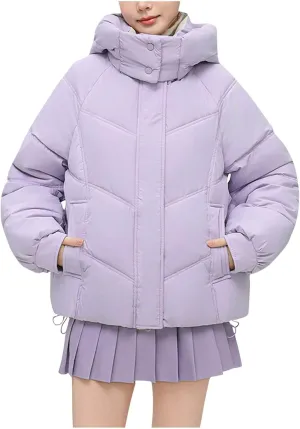 Women's Warm Winter Thicken Coat Waterproof Cropped Jackets Parka With Hood Loose Casual Coats Work Travel Jackets