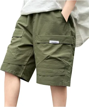 Work Cargo Sport Gym Running for Children Boy Girl Summer Fall Straight Leg Plain Trousers Pants Shorts Kid 2025