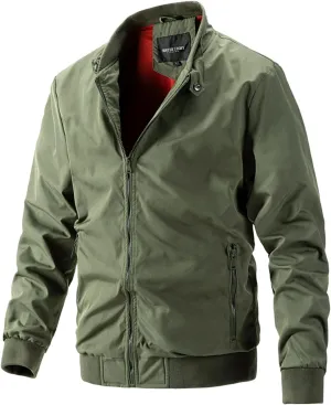 Ymosrh Men's Bomber Jackets Lightweight Jacket Casual Full Zip Windbreaker Jackets Varsity, XXL-5XL