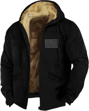 Ymosrh Men's Casual Jacket Zip Up Fleece Sherpa Lined Winter Thermal Sweatshirts Jackets Wind Resistant Casual Coats