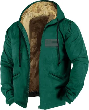 Ymosrh Men's Casual Jacket Zip Up Fleece Sherpa Lined Winter Thermal Sweatshirts Jackets Wind Resistant Casual Coats