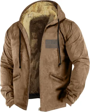 Ymosrh Men's Casual Jacket Zip Up Fleece Sherpa Lined Winter Thermal Sweatshirts Jackets Wind Resistant Casual Coats