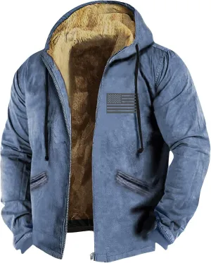 Ymosrh Men's Casual Jacket Zip Up Fleece Sherpa Lined Winter Thermal Sweatshirts Jackets Wind Resistant Casual Coats